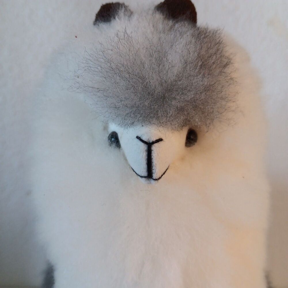 Peruvian Alpaca Fur Plush Llama Handmade 12inch Standing Stuffed Animal Imported - Picture 8 of 11